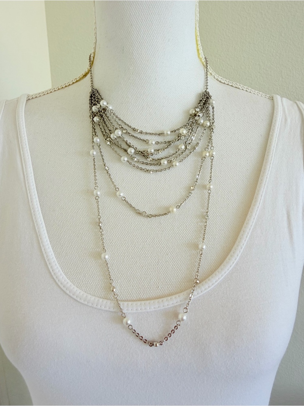Vintage Y2K JLO by Jennifer Lopez Multi-Strand Faux Pearl Statement Necklace